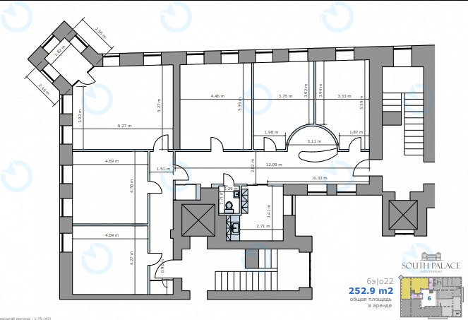 Аренда офиса 267 м.кв 6 этаж Южный Дворец - фото 25