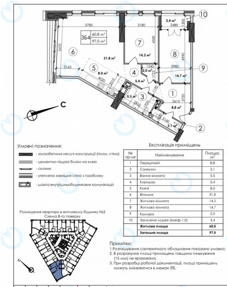 Продажа офиса 97 м.кв 8 этаж ЖК Manhattan City