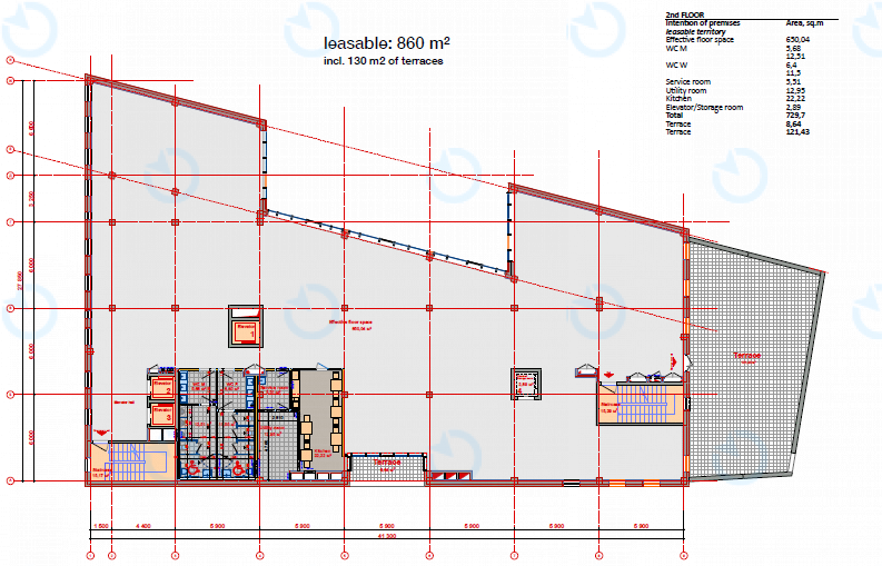 Аренда офиса 860 м.кв 2 этаж Михайловская, 10