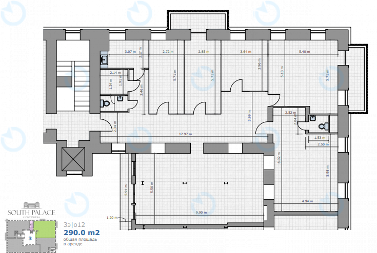 Оренда офісу 290 м.кв 3 поверх Південний Палац