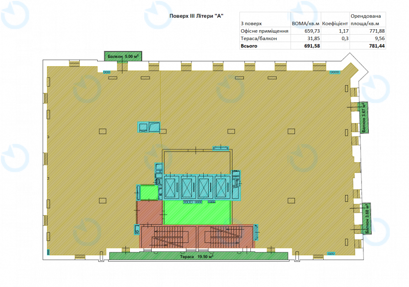 Оренда офісу 781 м.кв 3 поверх Гранд (Grand)