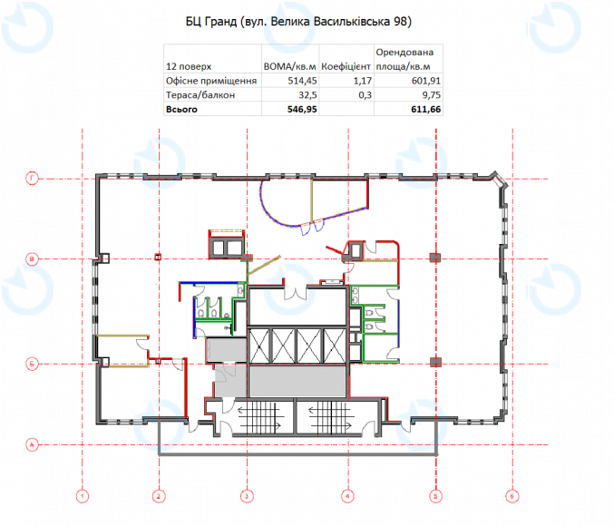 Оренда офісу 611 м.кв 12 поверх Гранд (Grand) - фото 14