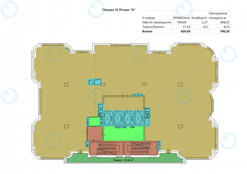 Оренда офісу 706 м.кв 6 поверх Гранд (Grand)