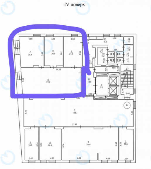 Оренда офісу 175 м.кв 4 поверх Воздвиженська, 56